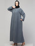 Arabic Basic Abaya with Zipper and Long Sleeves In the Color Grey